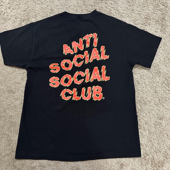 Anti Social Social Club Black Tee with Orange Logo A-100 - Picture 5 of 5